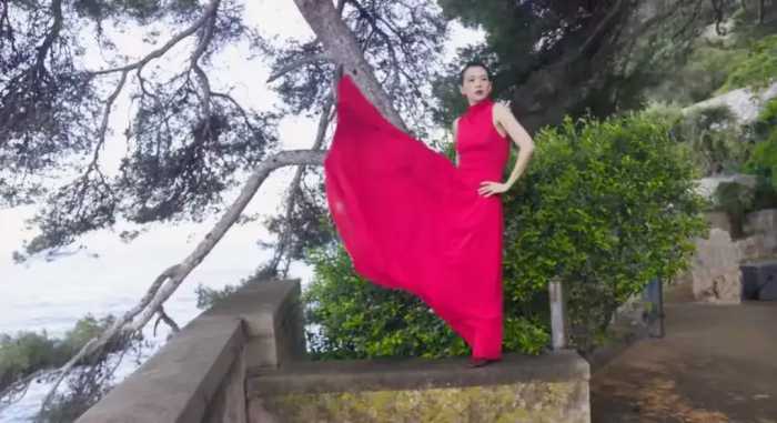 章子怡戛纳拍的杂志出片了，她穿红皮衣美上天，高抬腿那张没入选